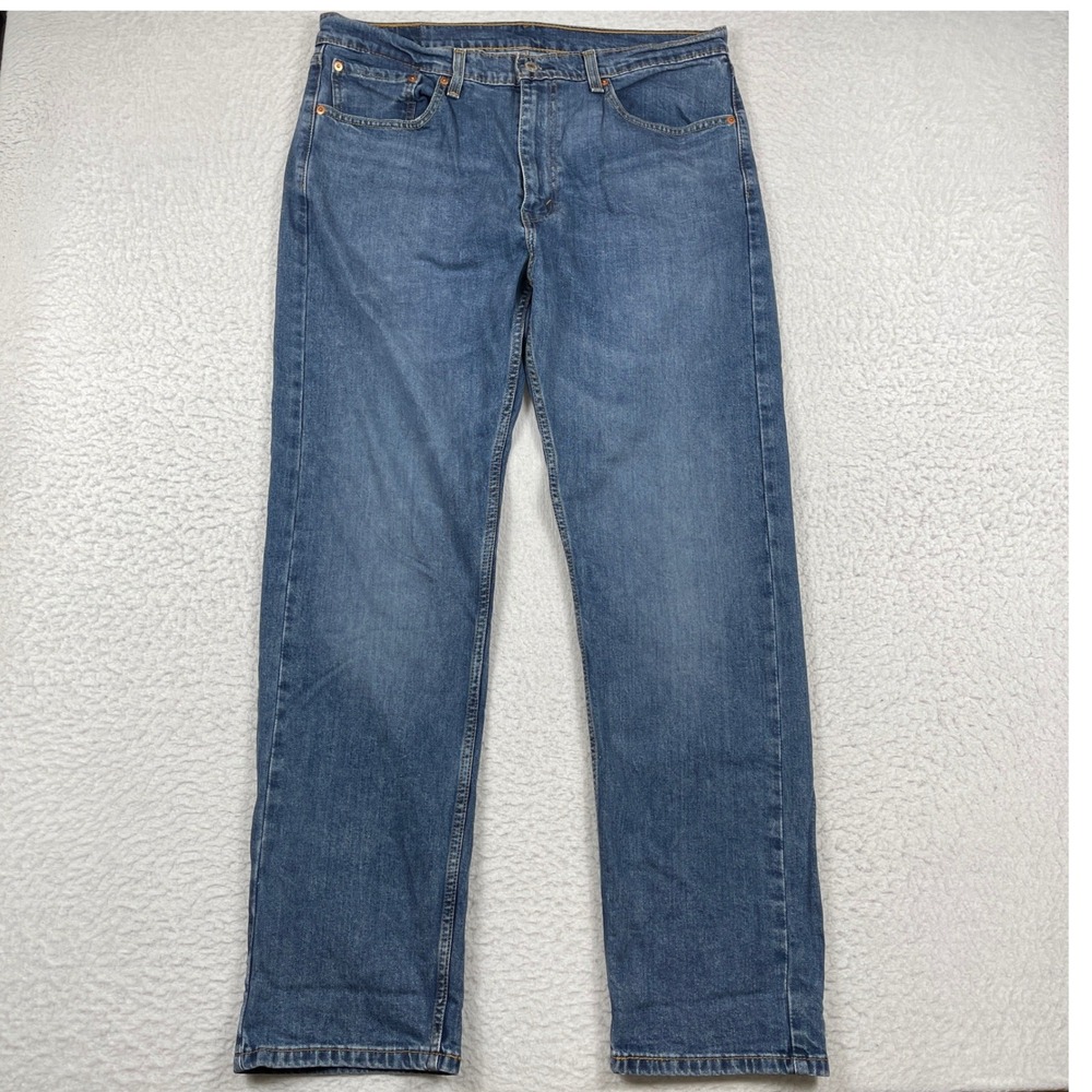 Levis 505 Regular Fit Jeans Mens 38x32 Blue Straight Leg Medium Wash Denim‎